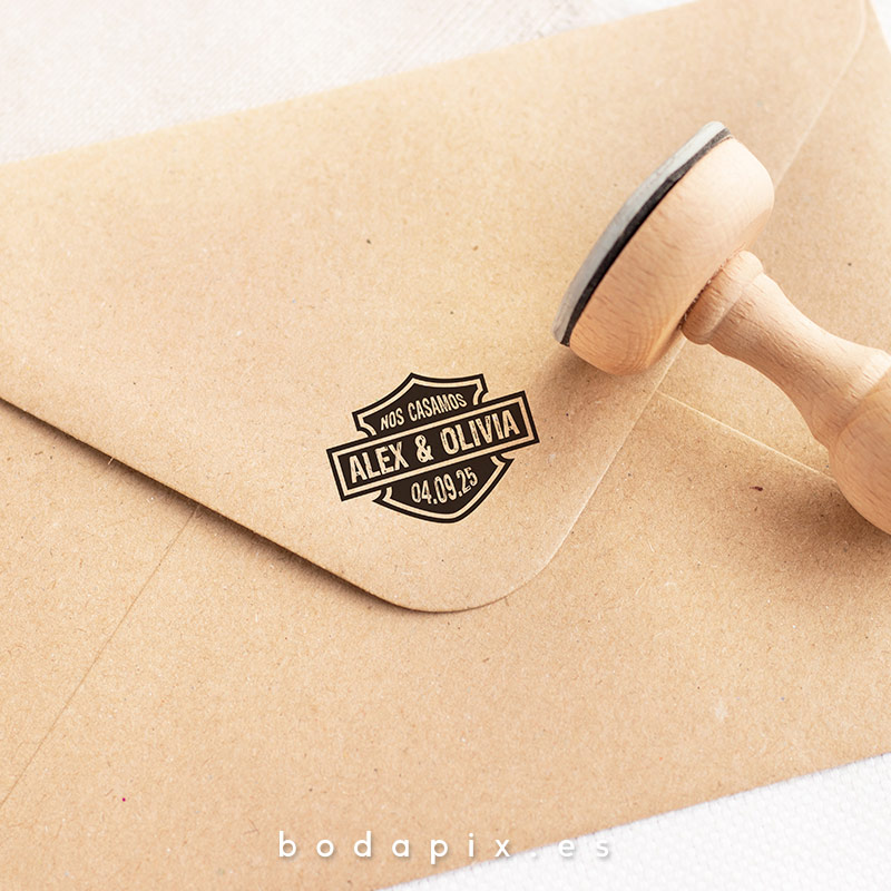 sello para bodas moteras