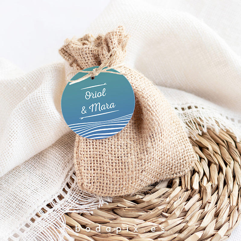 etiquetas para bodas surferas