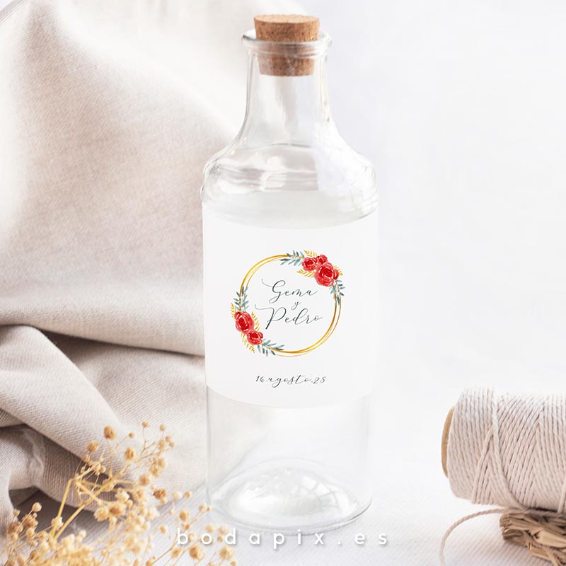 etiquetas de botellas para bodas navideñas