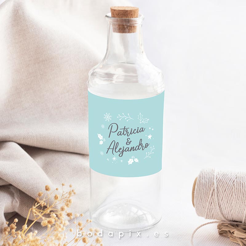 etiquetas de botellas para bodas navideñas