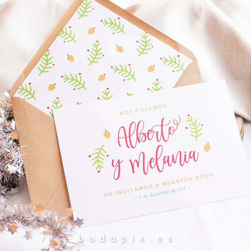 invitaciones de boda navideñas