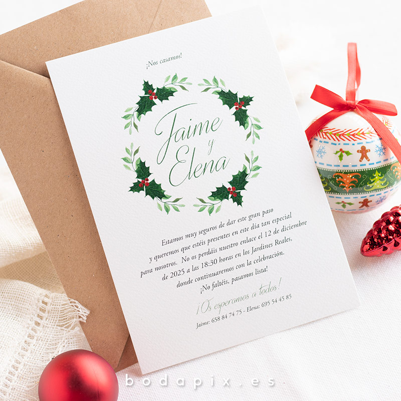invitaciones de boda navideñas