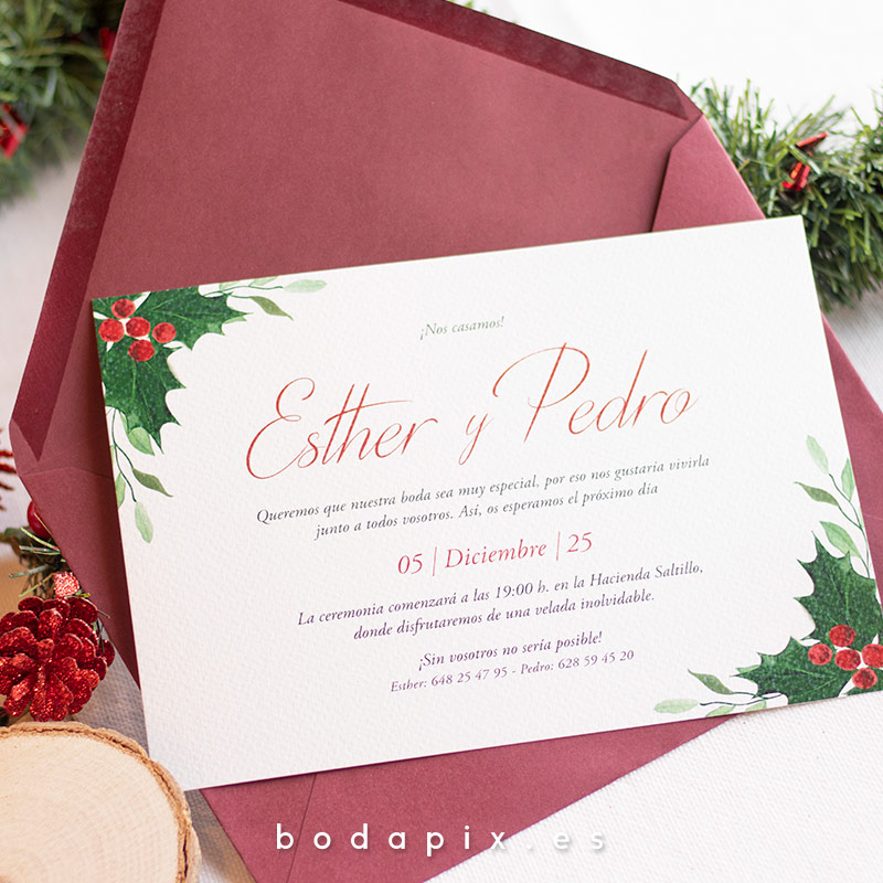 invitaciones de boda navideñas