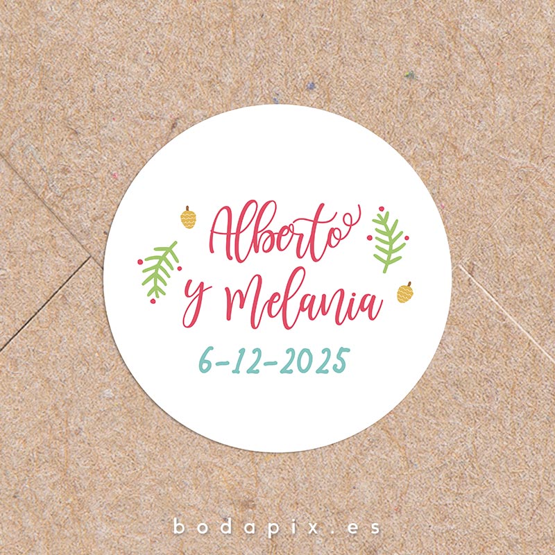 pegatinas para bodas navideñas