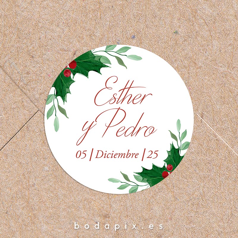 pegatinas para bodas navideñas