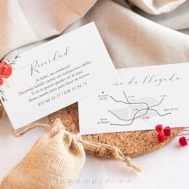 tarjetón informativo para bodas