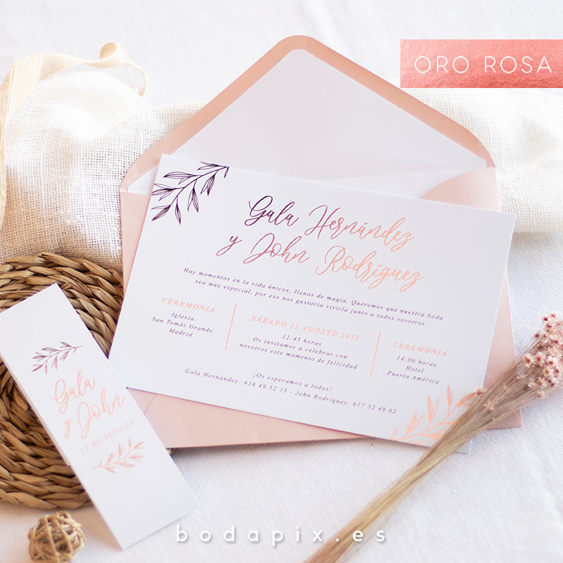 invitaciones de boda oro rosa