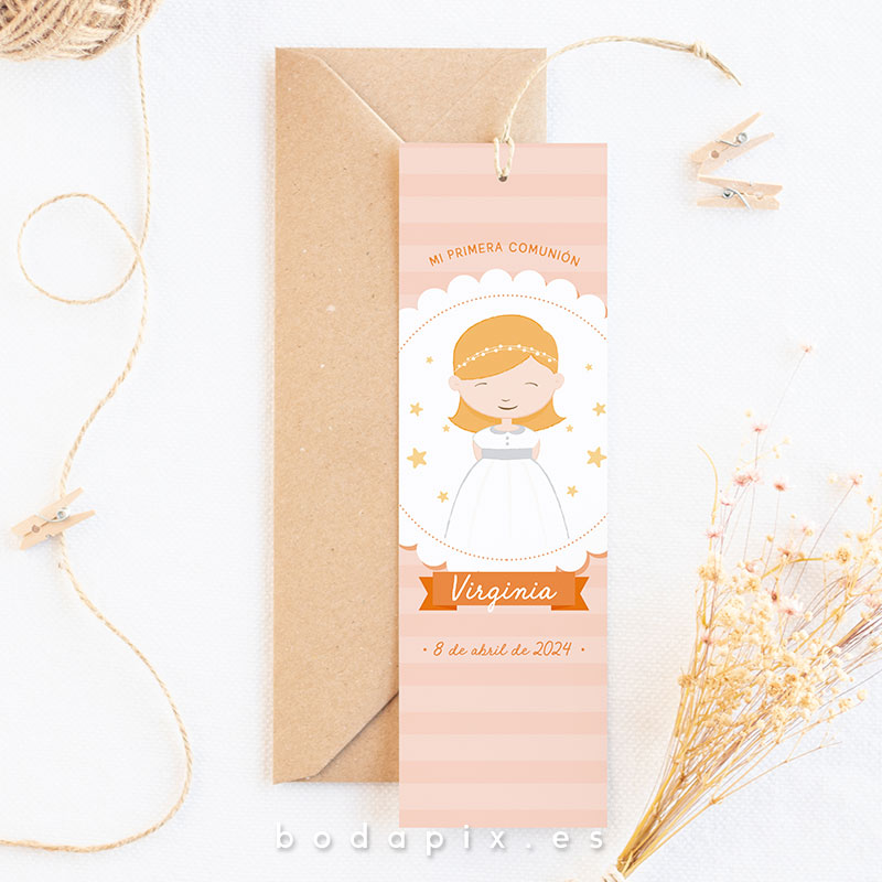marcapáginas de comunión personalizado para niñas