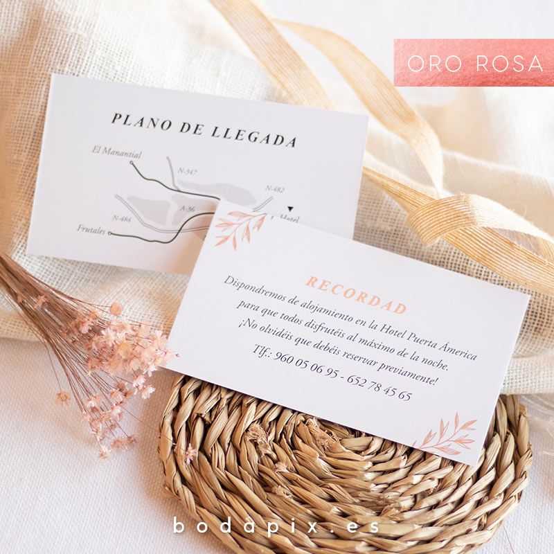 plano de llegada oro rosa para bodas