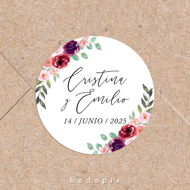 pegatinas de boda con flores