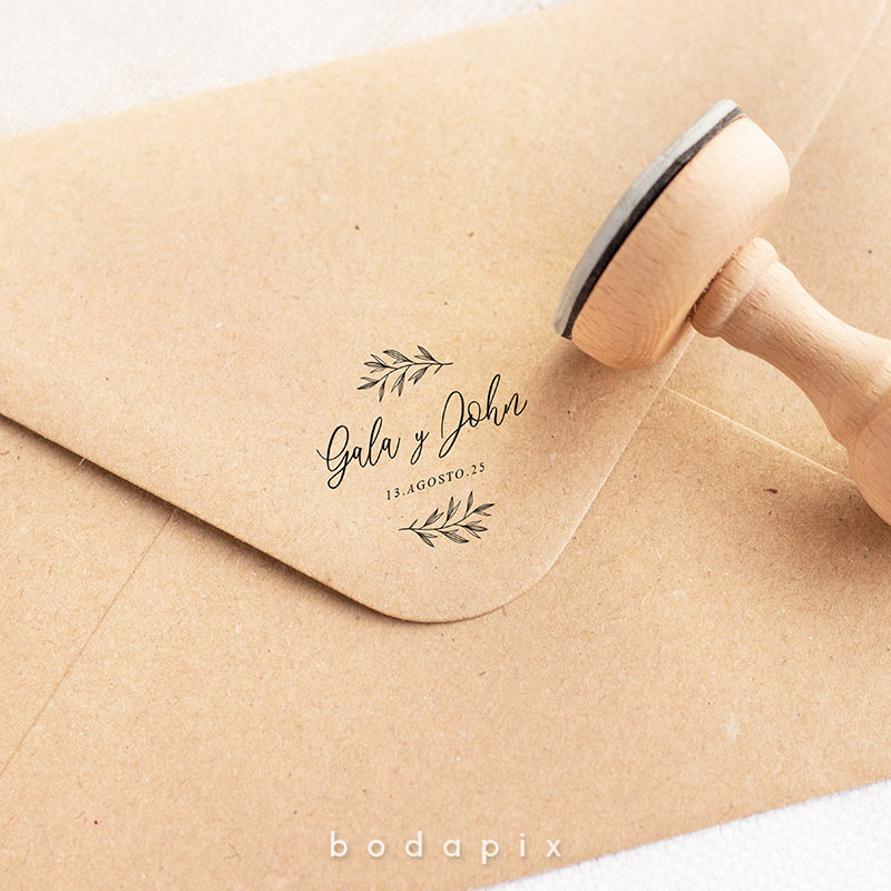 sello de madera para invitaciones de bodas