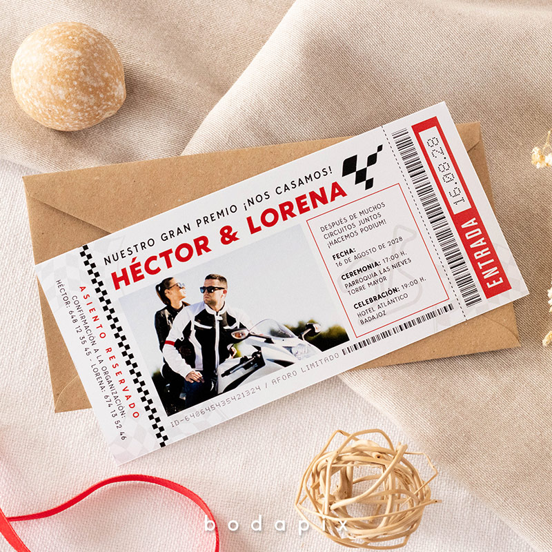 Invitaciones de boda motoGP
