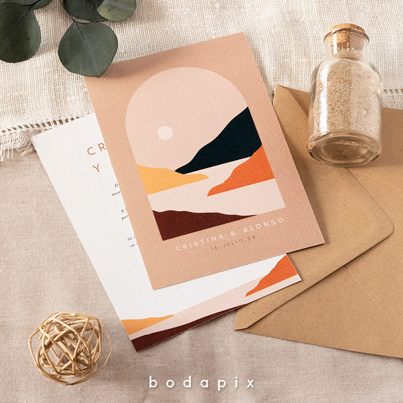 Invitación de boda con paisajes