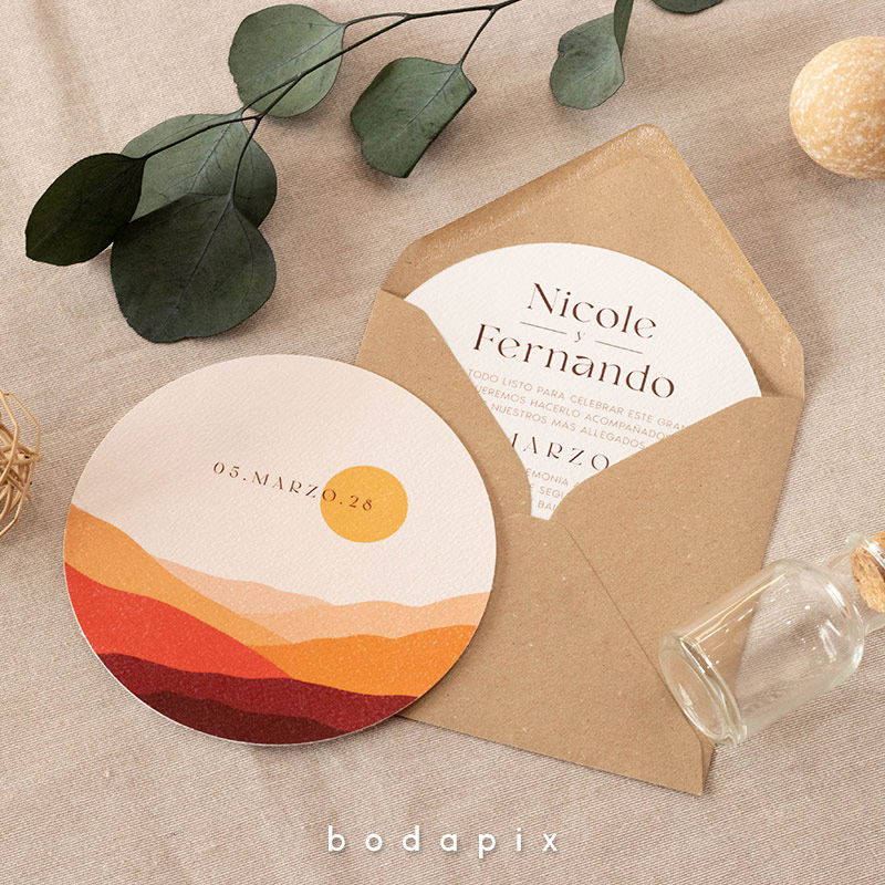 Invitación de boda redonda