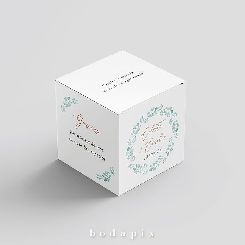 Caja para boda con detalles de hojas