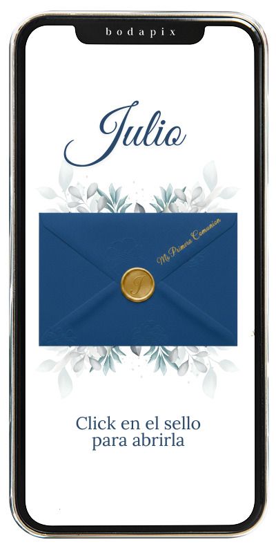 invitacion de comunion digital de color azul