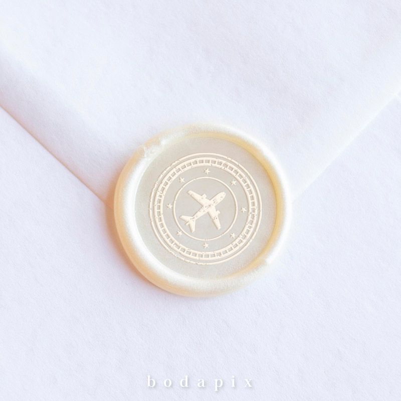 Sello de lacre para bodas con avión