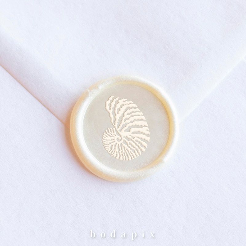 Sello de lacre para bodas con caracola