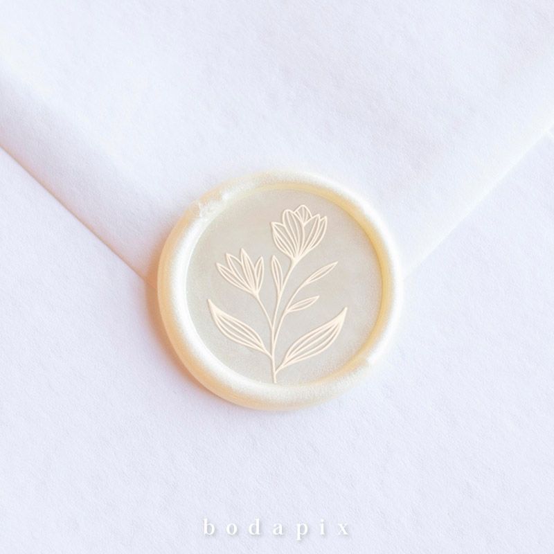 Sello de lacre para bodas con flores