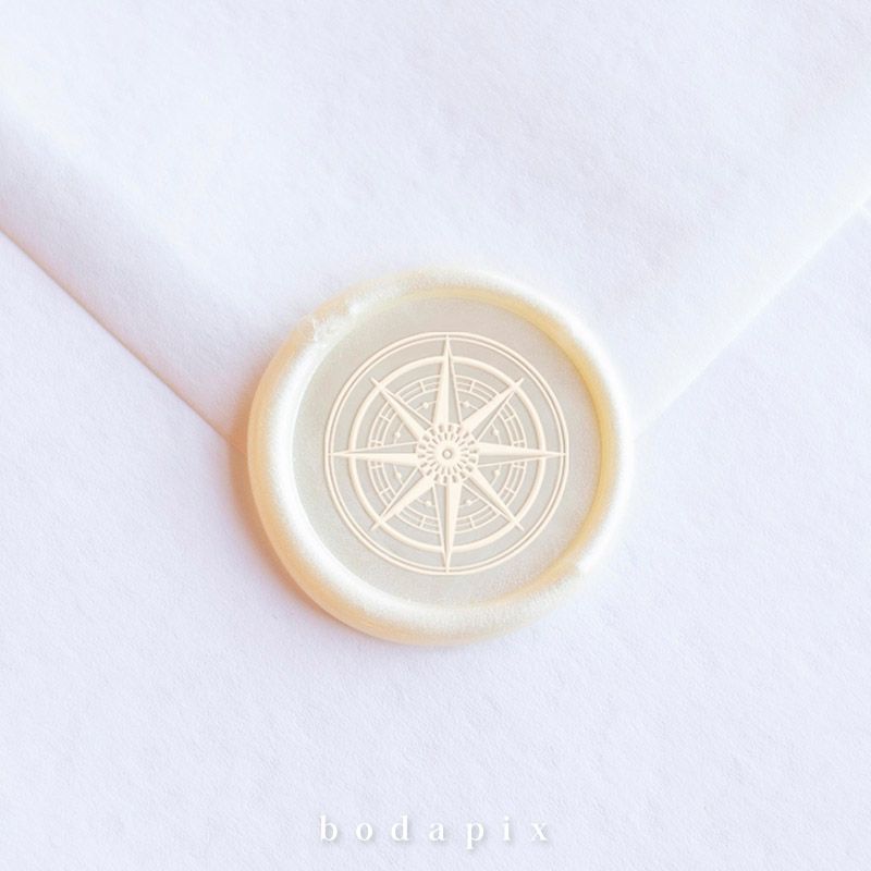 Sello de lacre para bodas con rosa de los vientos