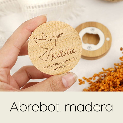 abrebotellas madera comunion